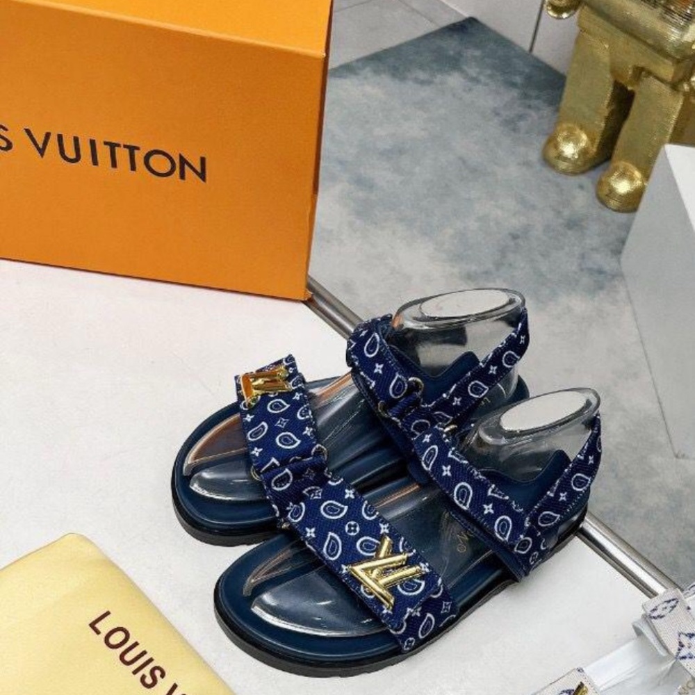 Designer Blue Monogram Sandals